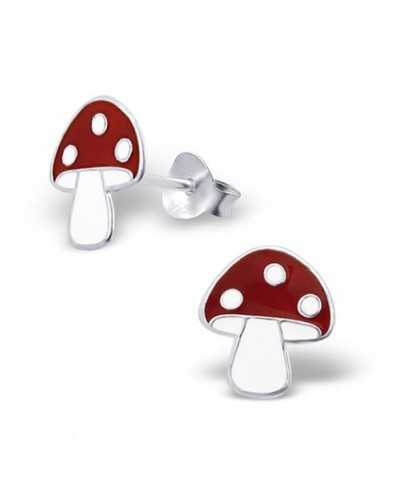 Boucle d'oreille champignon en argent 925