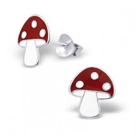 Mon-bijou - H4666 - Boucle d'oreille champignon en argent 925/1000