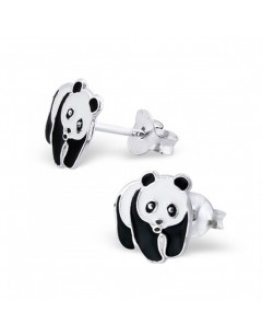 Mon-bijou - H7391 - Boucle d'oreille Panda en argent 925/1000