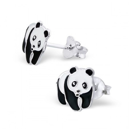 Mon-bijou - H7391 - Boucle d'oreille Panda en argent 925/1000