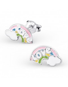 Mon-bijou - H17360 - Boucle d'oreille arc en ciel Love en argent 925/1000