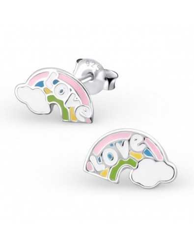 Boucle d'oreille arc en ciel Love en argent 925