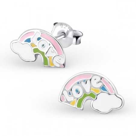 Boucle d'oreille arc en ciel Love en argent 925