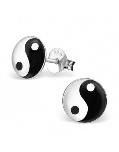 Boucle d'oreille yin et yang en argent 925