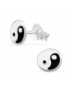 Mon-bijou - H21533 - Boucle d'oreille yin et yang en argent 925/1000