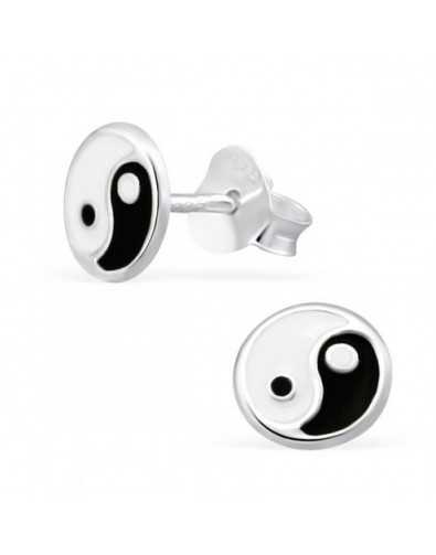 Boucle d'oreille yin et yang en argent 925