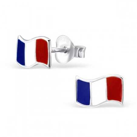 Boucle d'oreille allez la France en argent 925