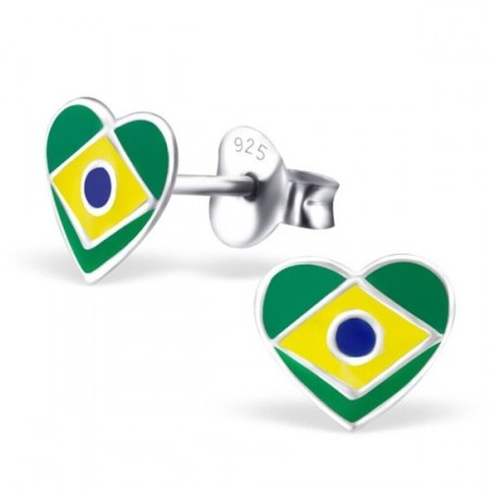 Mon-bijou - H23427 - Boucle d'oreille cœur du Brésil en argent 925/1000