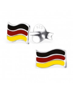 Mon-bijou - H23809 - Boucle d'oreille drapeau d’Allemagne en argent 925/1000