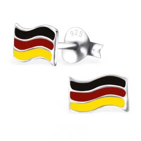 Boucle d'oreille drapeau Allemand en argent 925