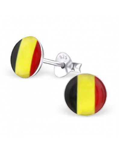 Boucle d'oreille couleur de la Belgique en argent 925