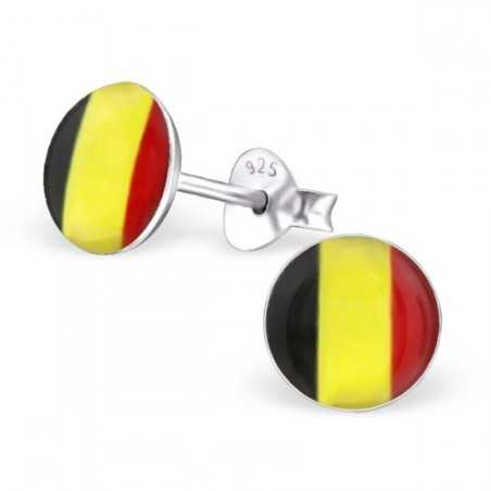 Boucle d'oreille couleur de la Belgique en argent 925