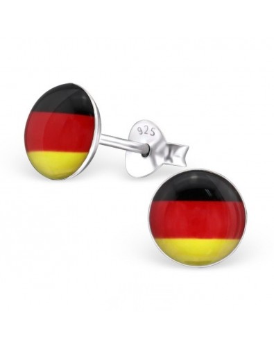 Mon-bijou - H24435 - Boucle d'oreille aux couleurs d'Allemagne en argent 925/1000