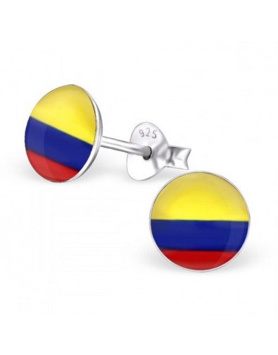Mon-bijou - H24437 - Boucle d'oreille aux couleurs de la Colombie en argent 925/1000