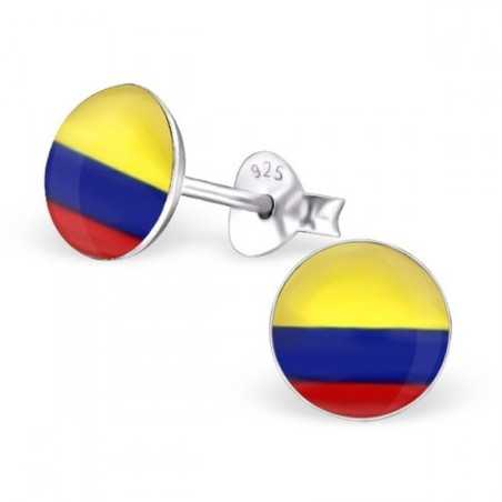 Boucle d'oreille aux couleurs de la Colombie en argent 925