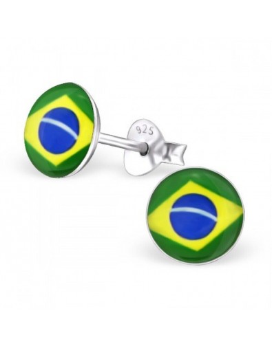 Mon-bijou - H24460 - Boucle d'oreille aux couleurs du brésil en argent 925/1000
