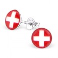 Boucle d'oreille aux couleurs de la Suisse en argent 925