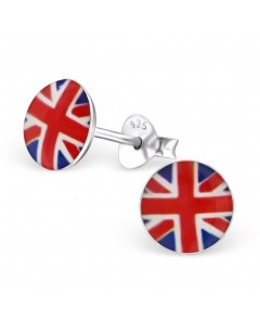 Mon-bijou - H24464 - Boucle d'oreille aux couleurs de l'Angleterre en argent 925/1000