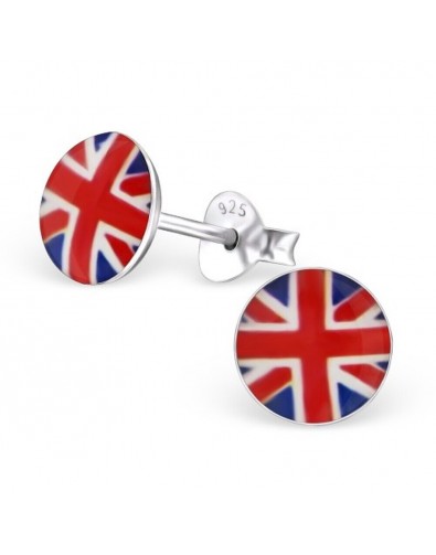 Mon-bijou - H24464 - Boucle d'oreille aux couleurs de l'Angleterre en argent 925/1000