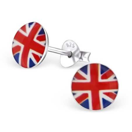 Mon-bijou - H24464 - Boucle d'oreille aux couleurs de l'Angleterre en argent 925/1000