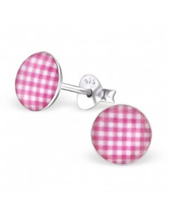 Mon-bijou - H24469 - Boucle d'oreille carreau rose en argent 925/1000