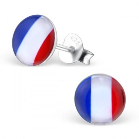 Mon-bijou - H26130 - Boucle d'oreille aux couleurs de la France en argent 925/1000