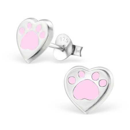 Mon-bijou - H26293 - Boucle d'oreille cœur de patte d'ours en argent 925/1000