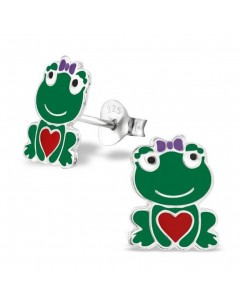 Mon-bijou - H26497 - Boucle d'oreille cœur de grenouille en argent 925/1000