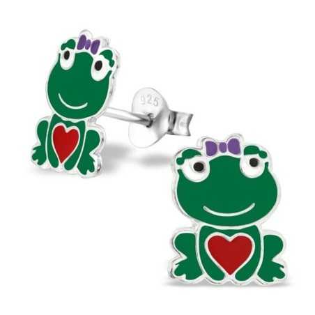 Mon-bijou - H26497 - Boucle d'oreille cœur de grenouille en argent 925/1000