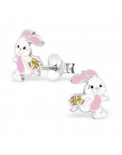 Mon-bijou - H28242 - Boucle d'oreille petit lapin rose en argent 925/1000