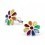 Boucle d'oreille fleur arc en ciel en argent 925