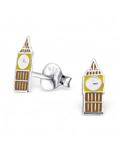 Mon-bijou - H22220 - Boucle d'oreille Big Ben en argent 925/1000