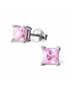 Mon-bijou - H8271 - Boucle d'oreille rose en argent 925/1000