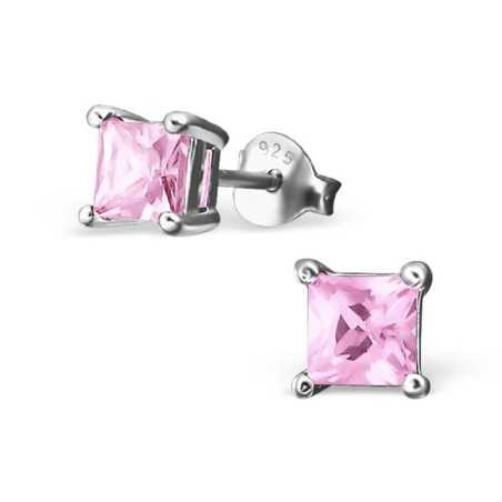 Boucle d'oreille rose en argent 925