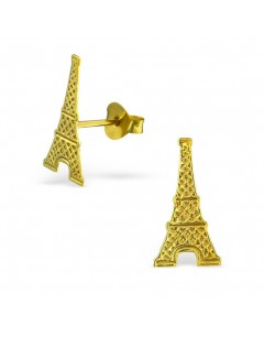 Mon-bijou - H234 - Boucle d'oreille tour Eiffel doré en argent 925/1000