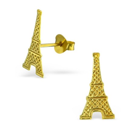 Mon-bijou - H234 - Boucle d'oreille tour Eiffel doré en argent 925/1000