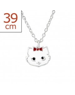 Mon-bijou - H29841 - Collier chat blanc en argent 925/1000