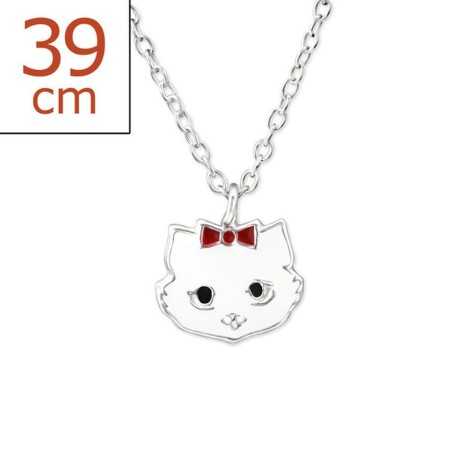 Collier chat blanc en argent 925