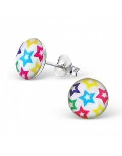 Mon-bijou - H19693 - Boucle d'oreille étoiles multicolore en argent 925/1000