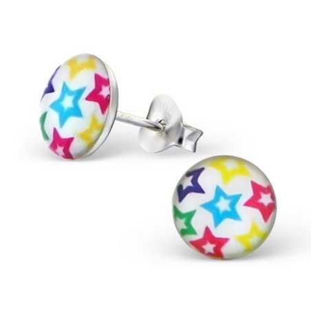 Boucle d'oreille étoiles multicolore en argent 925