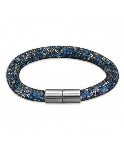 Bracelet cristal bleu et blanc en acier inoxydable