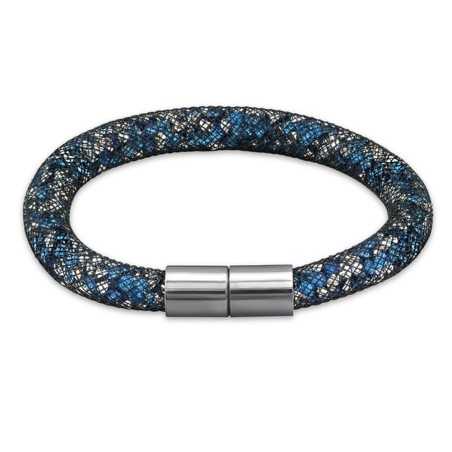 Mon-bijou - H31660 - Bracelet cristal bleu et blanc en acier inoxydable