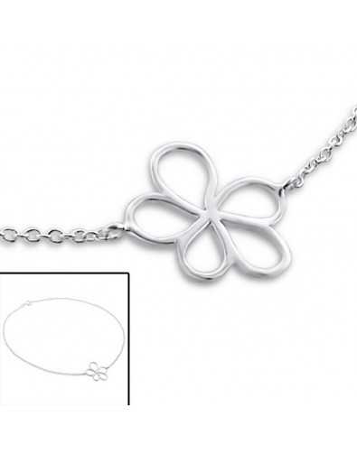 Chaîne cheville fleur en argent 925