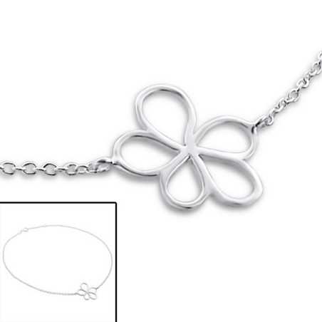 Chaîne cheville fleur en argent 925