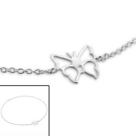 Mon-bijou - H3742 - Chaîne cheville papillon en argent 925/1000