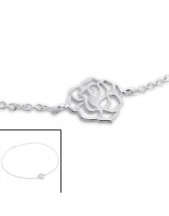 Mon-bijou - H3750 - Chaîne cheville rose en argent 925/1000