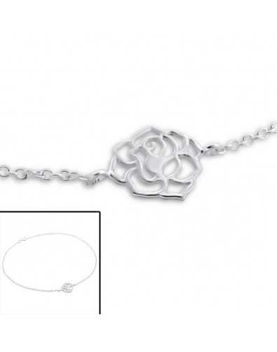 Chaîne cheville rose en argent 925