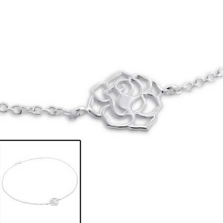 Mon-bijou - H3750 - Chaîne cheville rose en argent 925/1000