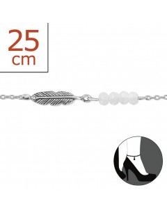 Mon-bijou - H174z - Chaîne cheville plume en argent 925/1000