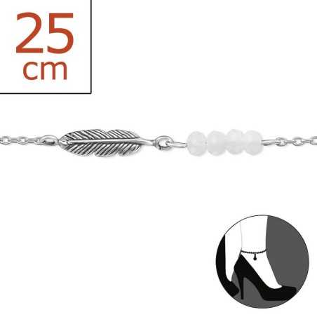 Mon-bijou - H174z - Chaîne cheville plume en argent 925/1000